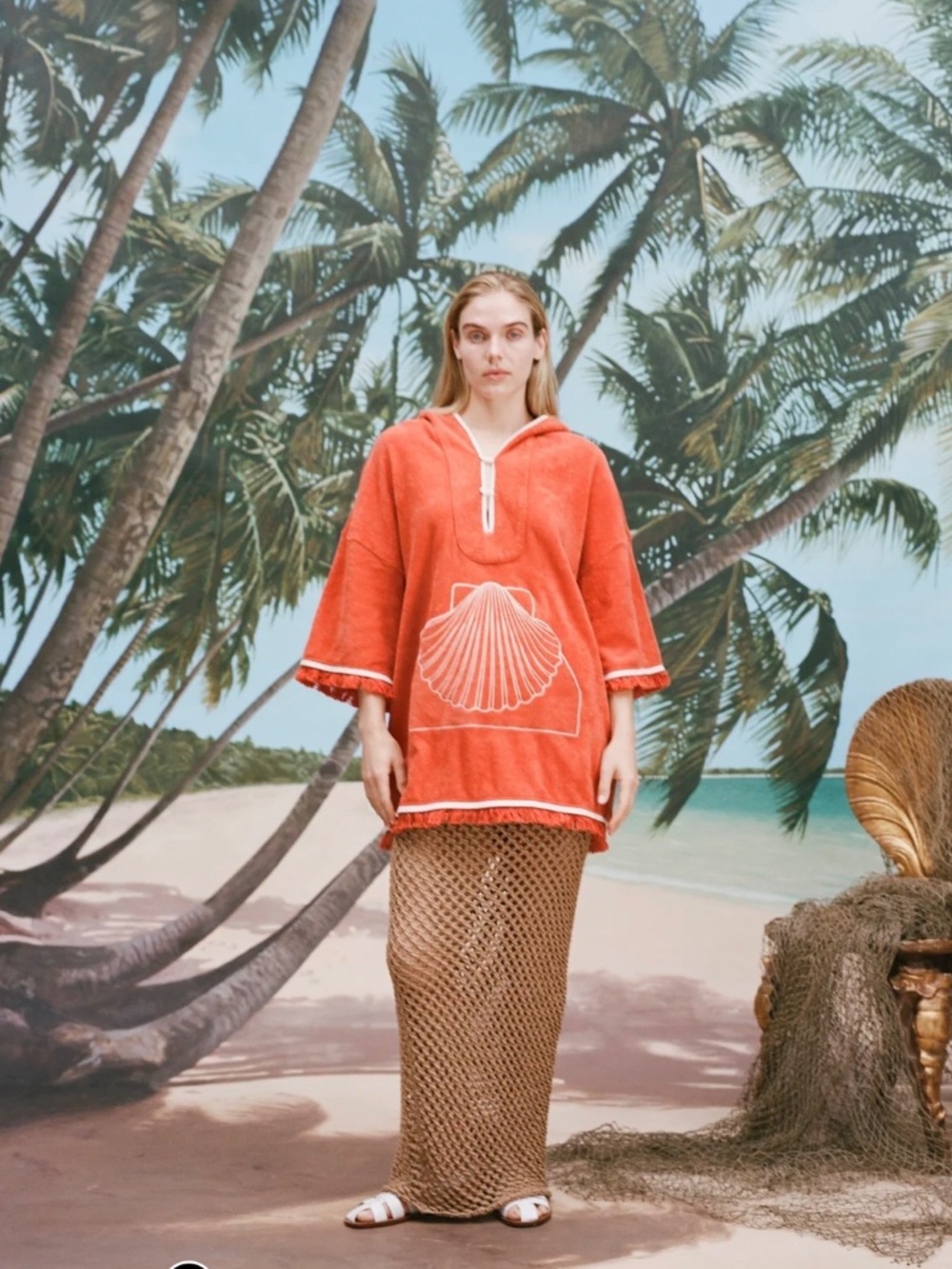 Tombolo Tangerine Beach Shell Poncho XL BNWT - Picture 5 of 7